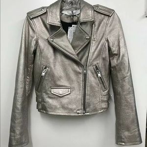 IRO Ashville Metallic Gold Leather Jacket